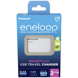 Panasonic Eneloop K-KJ87MCD40USB AA időzítős, powerbank funkciós akkutöltő +4xAA akku