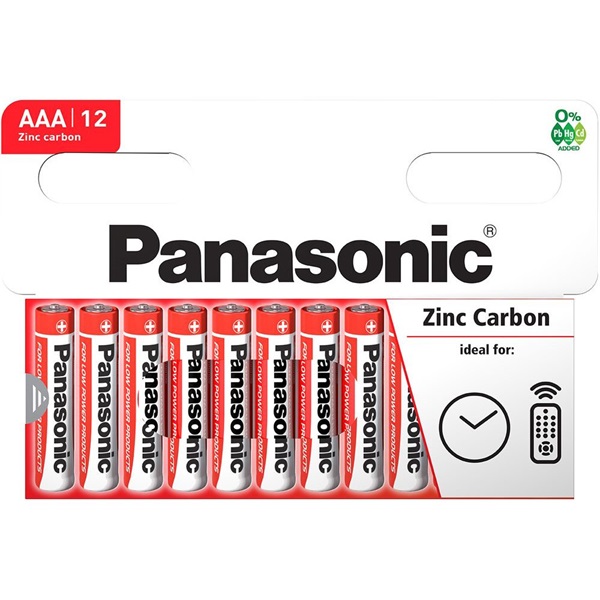 Panasonic Red Zinc AAA mikro ceruza 1.5V cink-mangán tartós elem 12db/csomag