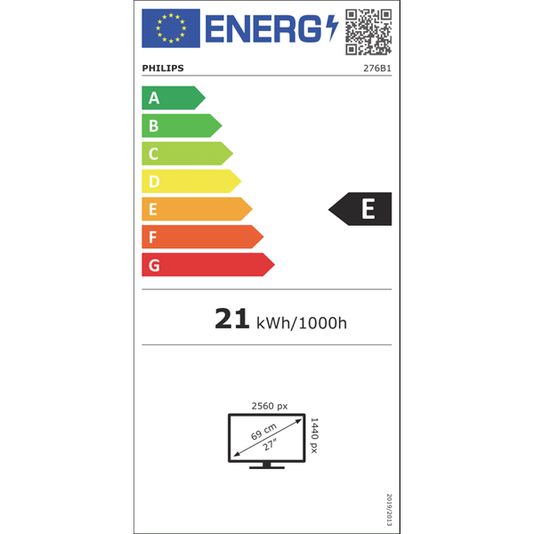 Philips 27" 276B1/00 QHD IPS 100Hz DP/HDMI/USB-C monitor