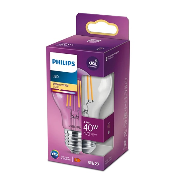 Philips 929001890055 E27 40W átlátszó meleg-fehér gömb alakú LED fényforrás