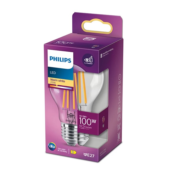 Philips 929002026155 E27 100W átlátszó meleg-fehér gömb alakú LED fényforrás