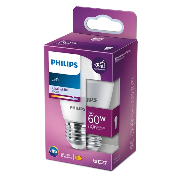 Philips 929002979255 E27 60W matt hideg-fehér kisgömb alakú LED fényforrás