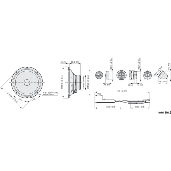 Pioneer TS-A1601C 16,5 cm 2 utas komponens autós hangszóró pár