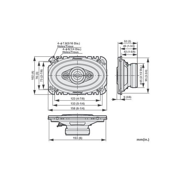 Pioneer TS-A4671F 4"x6" 4 utas koaxiális ovális autós hangszóró pár