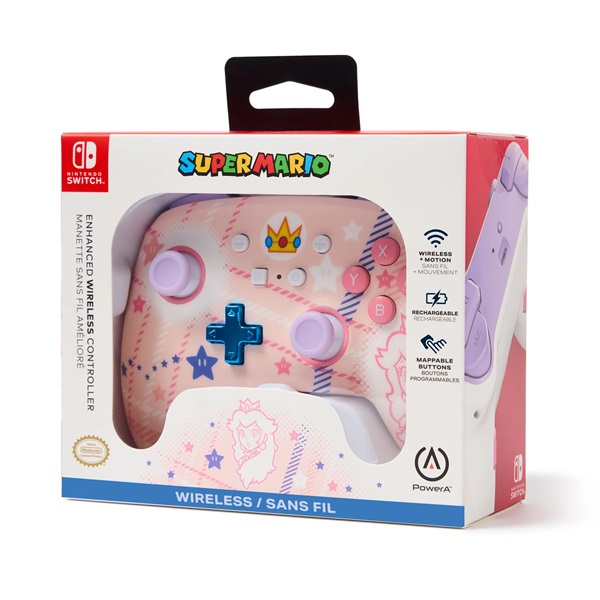 PowerA NSGP0255-01 Enhanced Nintendo Switch vezeték nélküli Princess Peach Plaid kontroller