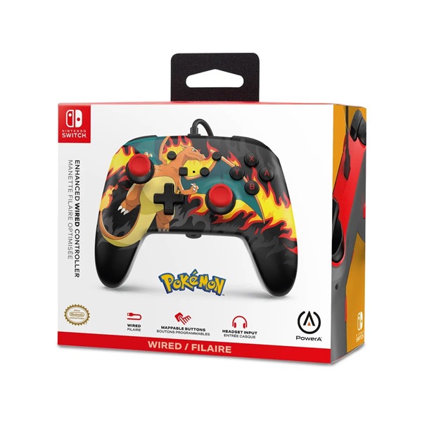 PowerA NSGP0283-01 Enhanced Nintendo Switch vezetékes Charizard Firestorm kontroller