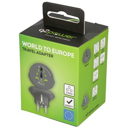 Q2 Power World to Europe utazó adapter