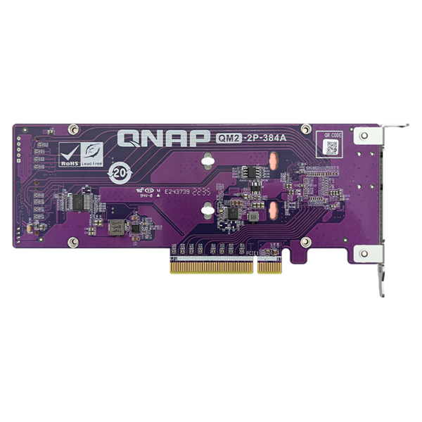 QNAP QM2-2P-384A 2x M.2 SSD port bővítő kártya, PCIe