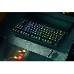 Razer Huntsman V2 Tenkeyless (Purple Switch) US RGB fekete gamer billentyűzet