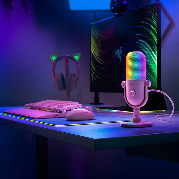 Razer Seiren V3 Chroma rózsaszín gamer mikrofon