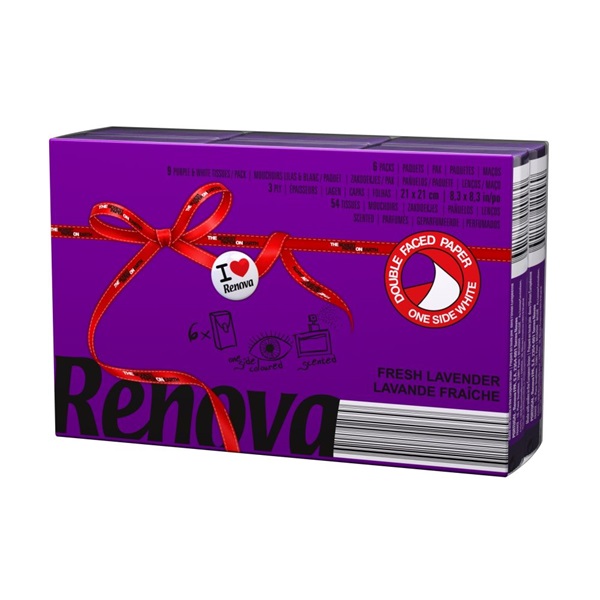 Renova 6x9 db-os 3 rétegű levendula illatú papírzsebkendő