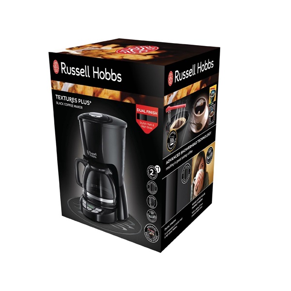 Russell Hobbs 22620-56 Textures Plus fekete 10 személyes filteres kávéfőző