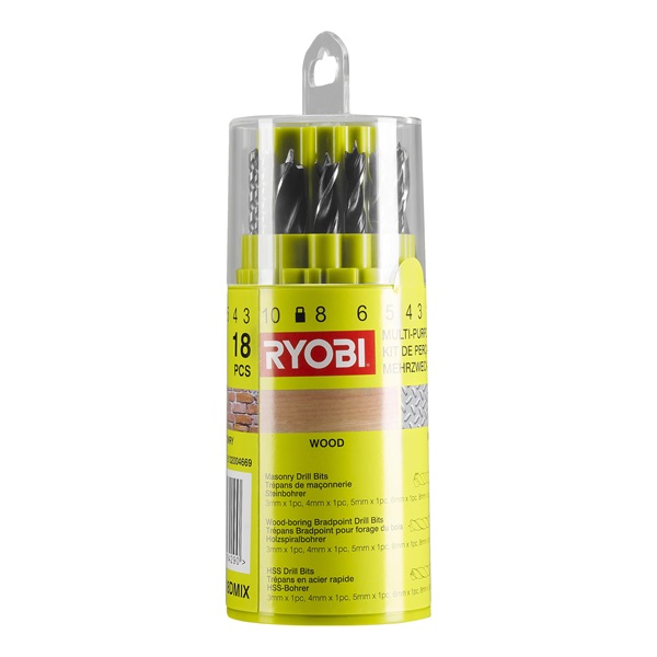 Ryobi RAK18DMIX 18 db-os fúrószár készlet