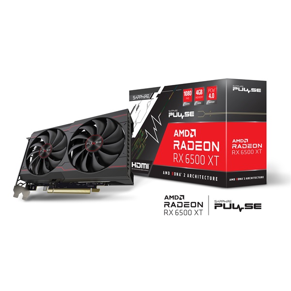 SAPPHIRE PULSE RX 6500 XT GAMING OC AMD 4GB GDDR6 64bit PCIe videokártya