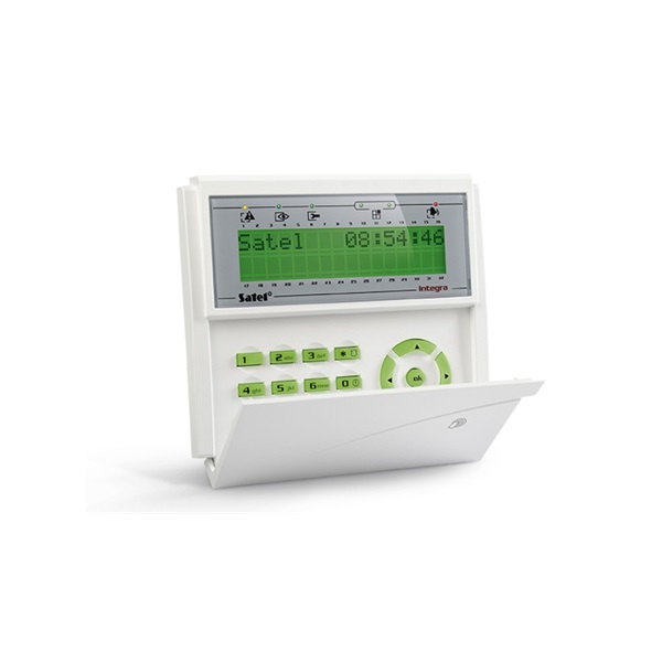 SATEL INTKLCDRGR zöld világítással/fedlap nélkül/beépített 125 kHz-s kártyaolvasóval/INTEGRA LCD kezelő