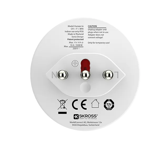 SKROSS (1.500272) Svájc/Olaszország/Brazília utazó adapter