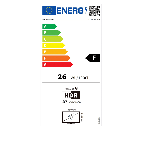 Samsung 27" LS27A800UNPXEN UHD HDMI/DP HDR10 monitor