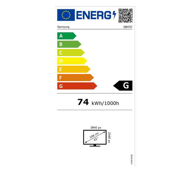 Samsung 43" QBC Crystal UHD 4K USB/HDMI/LAN/Wi-Fi LFD kijelző