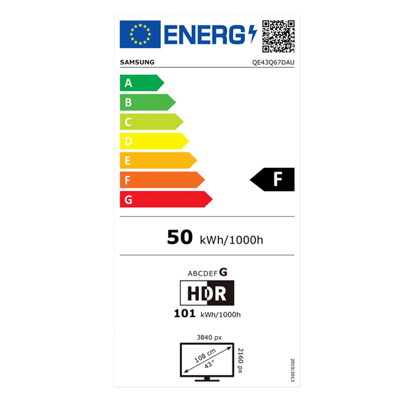 Samsung 43" QE43Q67DAUXXH 4K UHD Smart QLED TV