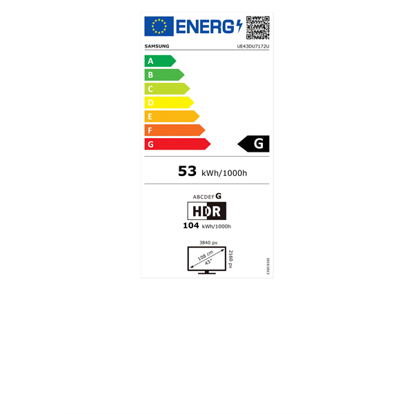 Samsung 43" UE43DU7172UXXH Crystal 4K UHD Smart TV