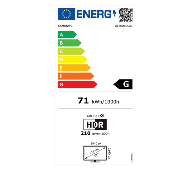 Samsung 50" QE50Q80CATXXH 4K UHD Smart QLED TV