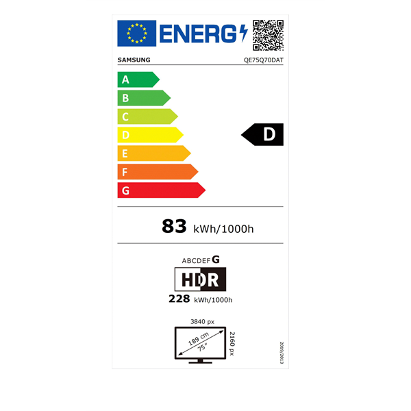 Samsung 75" QE75Q70DATXXH 4K UHD Smart QLED TV