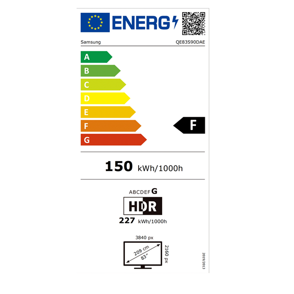 Samsung 83" QE83S90DAEXXH 4K UHD Smart AI OLED TV