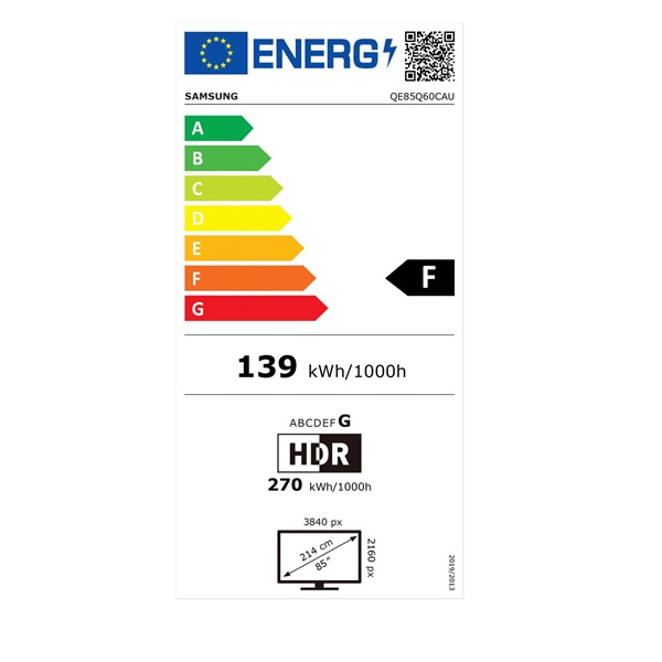 Samsung 85" QE85Q60CAUXXH 4K UHD Smart QLED TV