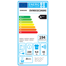 Samsung DV90CGC2A0AELE 9 kg hőszivattyús szárítógép