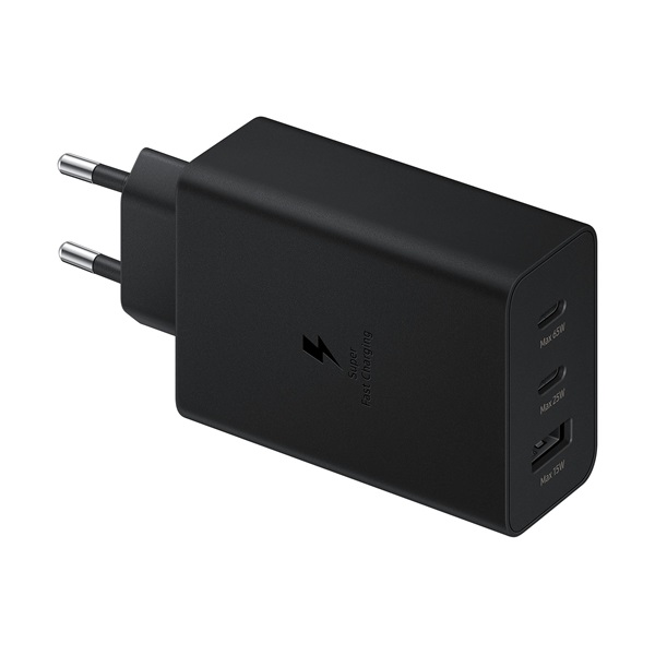 Samsung EP-T6530NBEGEU 65W PD 2xUSB C/USB A fekete hálózati gyorstöltő adapter