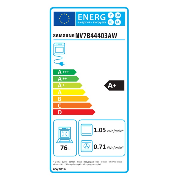 Samsung NV7B44403AW/U3 fehér beépíthető sütő