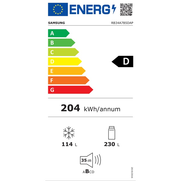 Samsung RB34A7B5DAP/EF alulfagyasztós hűtőszekrény