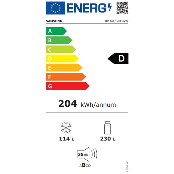 Samsung RB34T670DWW/EF alulfagyasztós hűtőszekrény