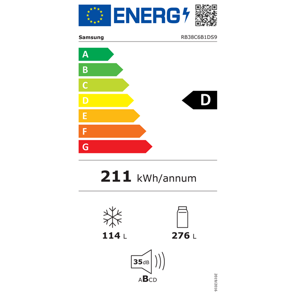 Samsung RB38C6B1DS9/EF alulfagyasztós hűtőszekrény