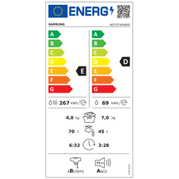 Samsung WD70T4046EE/LE elöltöltős mosó-szárítógép