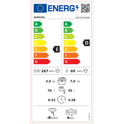 Samsung WD70TA046BE/LE elöltöltős mosó-szárítógép