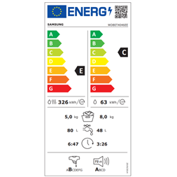 Samsung WD80T4046EE/LE elöltöltős mosó-szárítógép