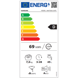 Samsung WW70AA126TE/LE elöltöltős mosógép