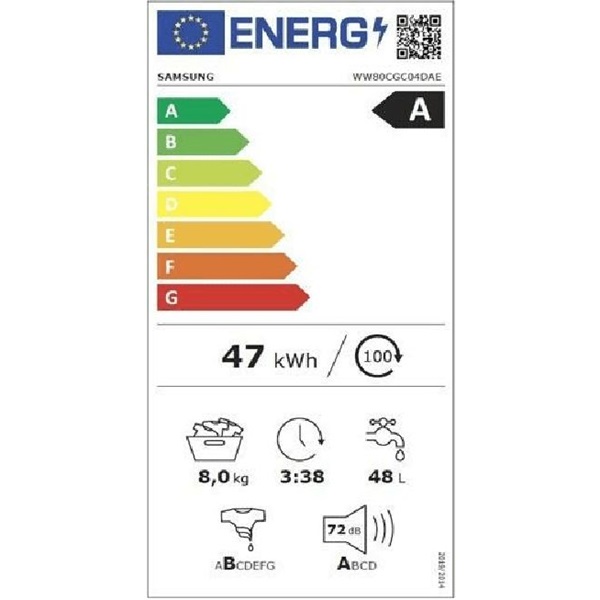 Samsung WW80CGC04DAELE fehér elöltöltős mosógép