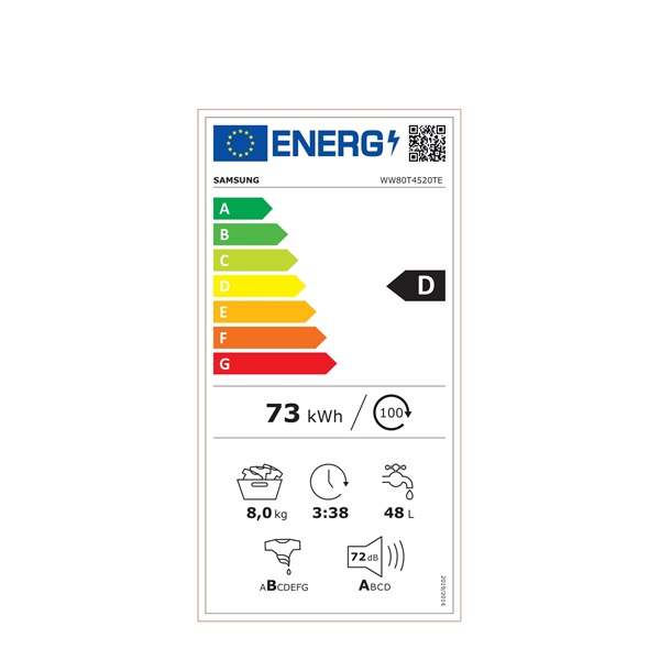 Samsung WW80T4520TE/LE elöltöltős mosógép