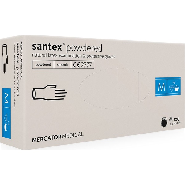 Santex púderes M-es méret 100db/doboz latex kesztyű