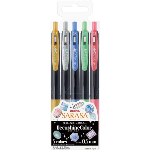 Sarasa Clip 0,5 Decoshine 5 Colour Set zselés toll