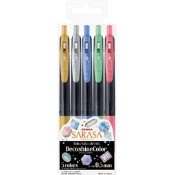 Sarasa Clip 0,5 Decoshine 5 Colour Set zselés toll