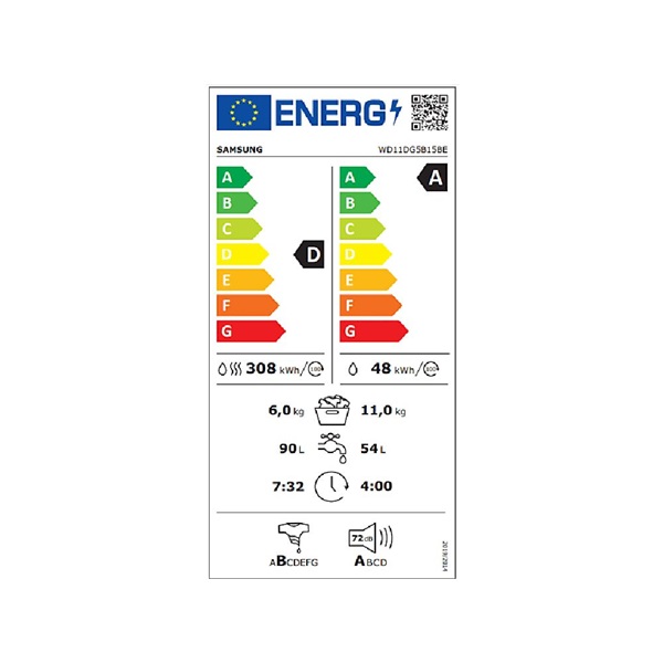 Samsung WD11DG5B15BELE 11 kg elöltöltős mosó-szárítógép