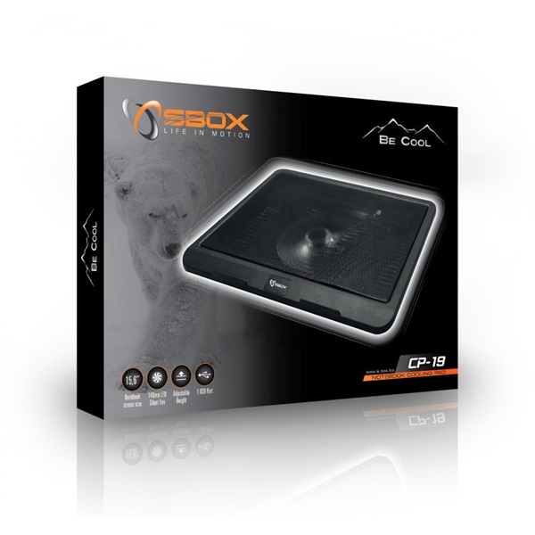 Sbox CP-19 fekete notebook hűtő