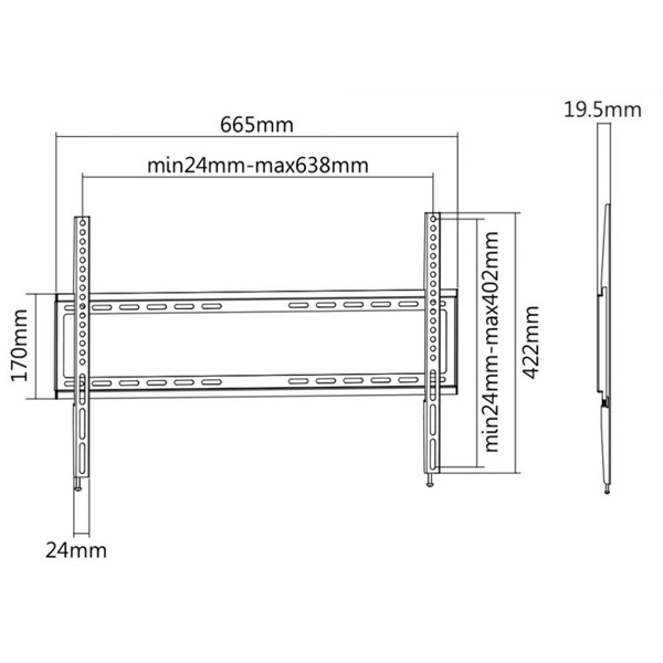 Sbox PLB-2264F 37"-70" VESA 600x400 fix fali konzol