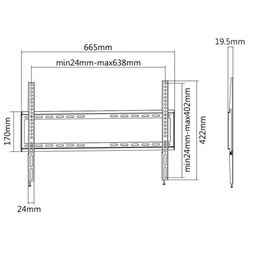 Sbox PLB-2264F 37"-70" VESA 600x400 fix fali konzol