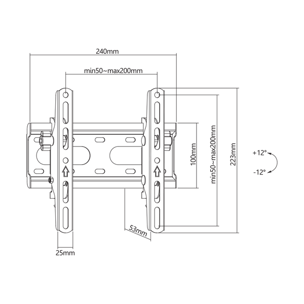 Sbox PLB-2522T-2 23"-43" dönthető fali konzol