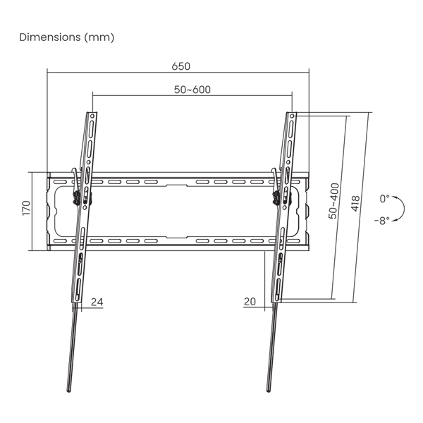 Sbox PLB-3446T-2 37"-80" dönthető fali TV konzol