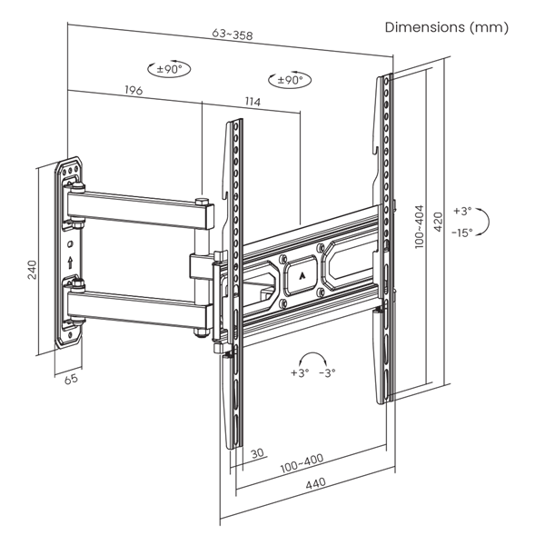 Sbox PLB-3644-2 32"-55" dönthető, forgatható TV fali konzol